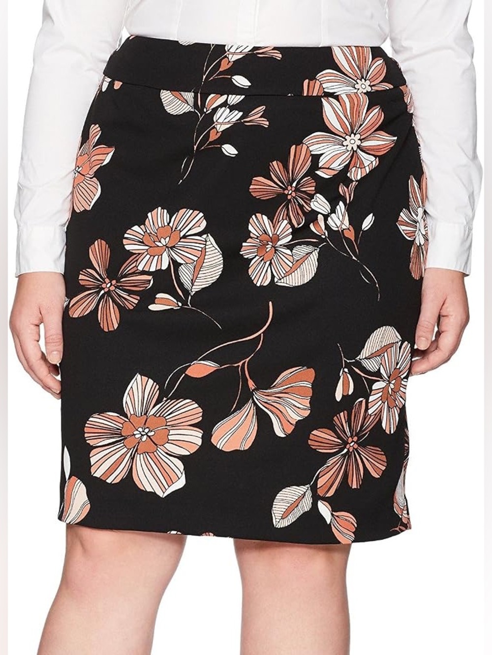 NINE WEST BLACK FORAL SKIRT